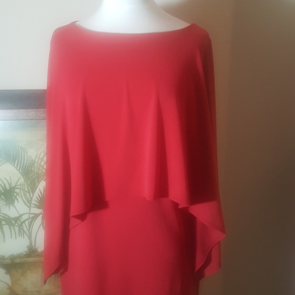 CHICO'S Red Caped Dress - Size 1 - Picture 2 of 5